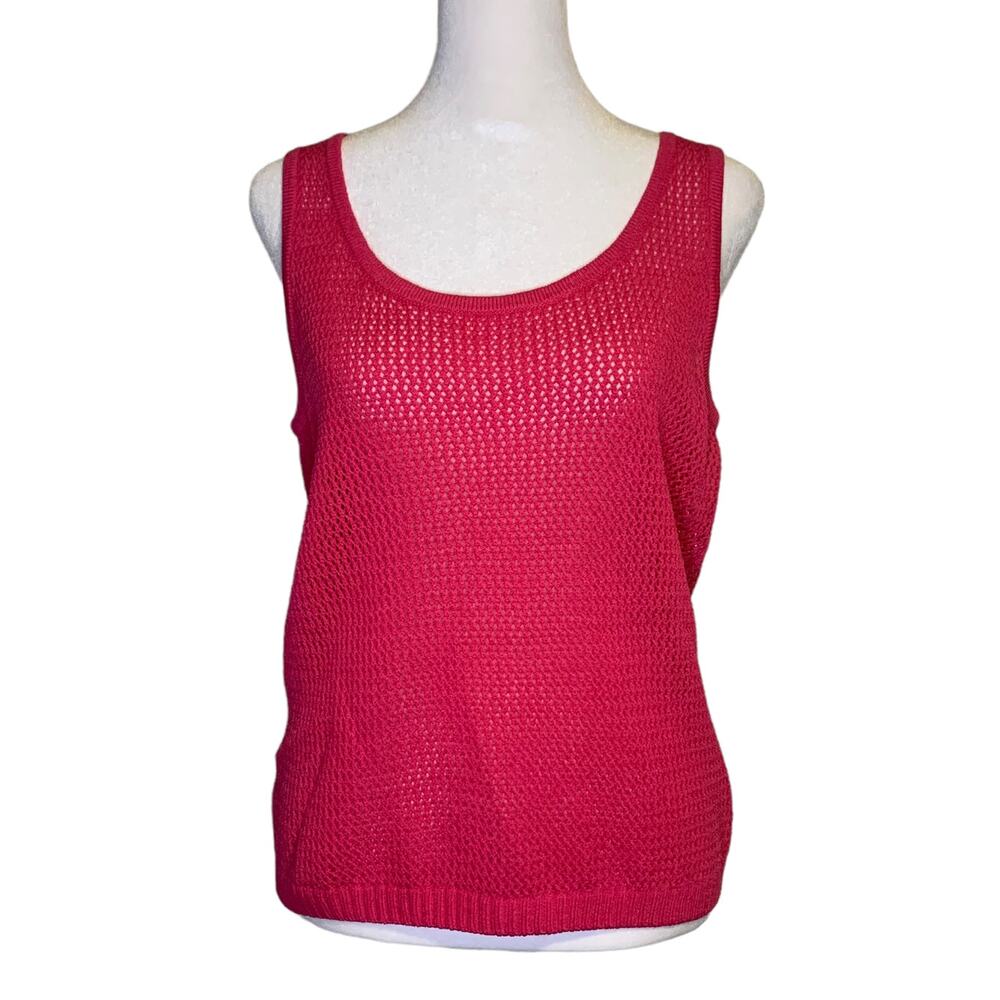 St. John Sport pink open-knit wool blend tank top size M